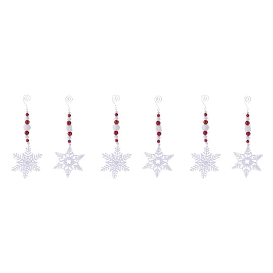 Melrose 9.75" Red & White Snowflake Drop Ornaments Set